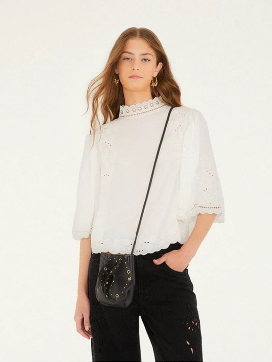 FARM Rio Tops - NWT FARM RIO OFF-WHITE PALM TREE EMBROIDERED BLOUSE TOP